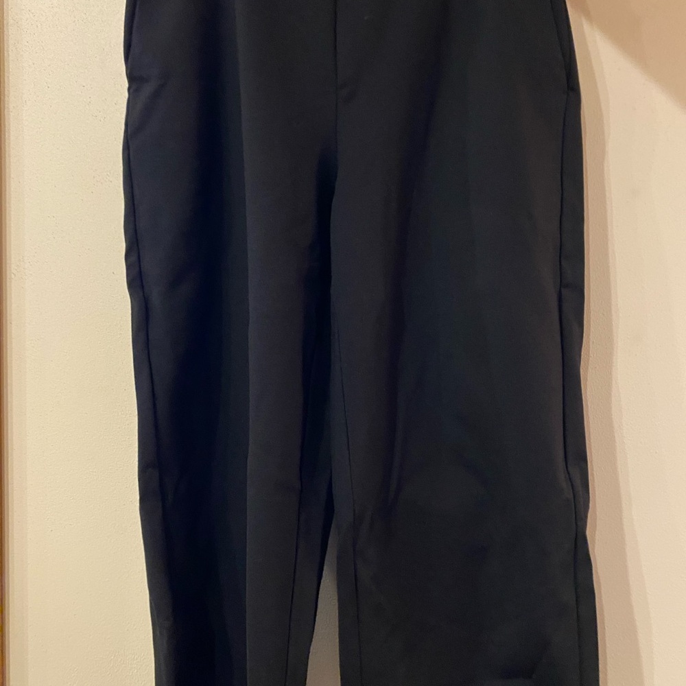 Eileen Fisher Classic Cropped Wide Leg Ponte Traveler Black Pants Sz 16